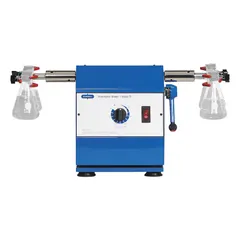 This wrist action shaker provides a 0 to 385 RPM speed range for mixing and agitating samples in flasks or bottles. It accommodates four 250 mL vessels and includes a molded stopper. The unit operates on standard plug style and is suited for laboratory applications such as extractions, digestions, and cell culture.