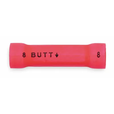 3M Butt Splice Connector: Red, Vinyl, For Wire Size 8 AWG – 8 AWG, 1,000 V - Insulated Butt Splice Connectors