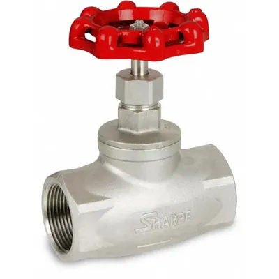 SHARPE Globe Valves: For Steam Media, Stainless Steel, 1 1/4 in Pipe Size, FNPT x FNPT - Stainless Steel Straight-Body General-Service Globe Valves