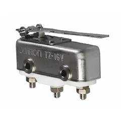 Snap-action switch with hinge lever actuator and 1NO/1NC contact configuration. Rated 1 A at 240 V AC with screw-type electrical connection. Suitable for position sensing, limit switching, and interlock applications in industrial control circuits.