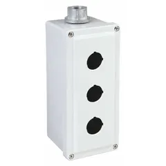 This non-metallic enclosure accommodates up to three 30mm push button operators. Rated NEMA 1/12/3/4/4X, it provides protection against dust, water, and corrosion for indoor and outdoor industrial control applications.