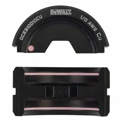 U-die set for crimping 1/0 AWG copper wire. Designed for use with the DEWALT DCE310 crimper. Used to form secure electrical connections in wiring applications.
