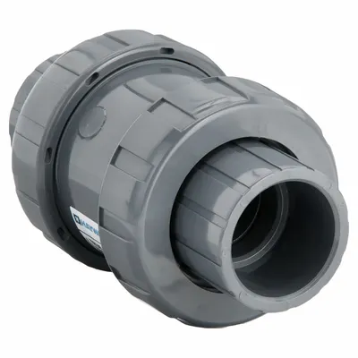 HAYWARD Check Valve: Ball, Inline Valve Body, PVC, 1 1/2 in Pipe Size, True Union Socket/NPT - PVC Ball Check Valves