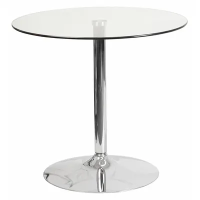 FLASH FURNITURE Cafe/Breakroom Table: Glass, Clear, 29 in Overall Ht - Max, Circle, Clear - Cafe & Breakroom Tables