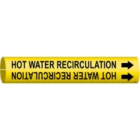 Pipe Marker: Hot Water Recirculation, Yellow, Black, Fits 3/4 to 1 3/8 in Pipe O.D., 1 Pipe Markers (MPN 4080-A)