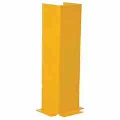 Steel column protector with a square center, designed for 12-3/4 in square or I-beam columns. Yellow finish provides visibility. Used in warehouses, factories, and loading docks to shield columns from impact by forklifts and other equipment.