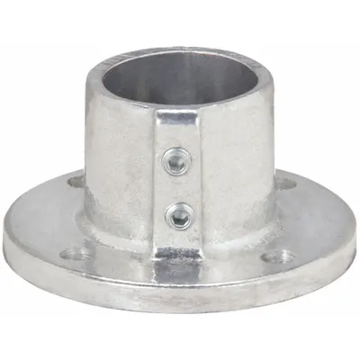 HOLLAENDER Structural Pipe Fitting: Round Base Flange, Round, 1 1/2 in For Pipe Size - Aluminum Mounts