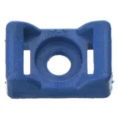 Blue metal-detectable cable tie mount for use with cable ties up to 50 lb tensile strength. Measures 0.67 in L x 0.43 in W x 0.33 in H with a 0.27 in slot height and #6 screw mount hole. Suitable for applications where metal contamination detection is required.