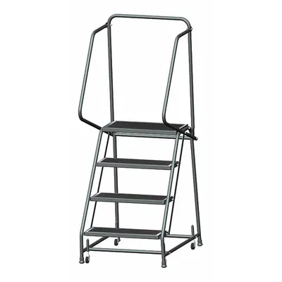 BALLYMORE Rolling Ladder: 3.2 ft Platform Ht, Unassembled, Steel, Wt-Actuated - Steel Weight-Actuated Ladders