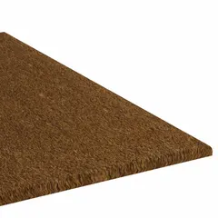This coir scraper mat is suitable for indoor and outdoor use, measuring 18 inches by 30 inches with a 5/8 inch thickness. It features a straight edge and brown finish. The mat is designed to trap dirt and moisture at entryways, helping to reduce floor wear in high-traffic areas.