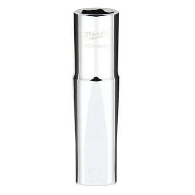 MILWAUKEE Deep Well Socket: Metric, 1/2 in Drive Size, 14 mm Socket Size, 6-Point - Anti-Roll Hand Sockets