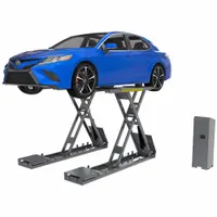The BENDPAK SP-7XEF is a 2-runway alignment scissor lift with a 7,000 lb load capacity, powered by an electric control box and constructed with a steel frame. It is used in automotive service centers for wheel alignment, brake work, and under-vehicle inspections on cars and light trucks