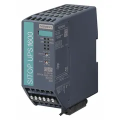 This Siemens standby UPS provides 336 VA power with 24 V DC input and output. It maintains continuous 24 V DC supply to connected loads during input power interruptions, suitable for protecting DC-powered automation and control equipment.