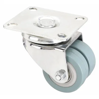 COLSON Plate Caster: Swivel, No Brake, Rubber, 2 in Wheel Dia., 2 7/8 in Mounting Ht - Low-Profile Easy-Turn Medical Plate Casters