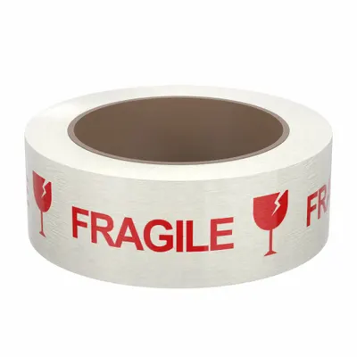 TAPECASE 150SP Fragile Preprinted Messaging Packing Tape, 2 in x 55 yd, 1.9 mil - Handheld Packing Tape with Message