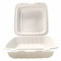 This hinged-lid container is made of mineral-filled polypropylene in an ivory color. It features a single compartment and is designed for carry-out food service, suitable for hot or cold takeaway meals. Sold in a pack of 150