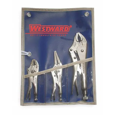 WESTWARD Locking Pliers Set: Curved/Long Nose, 2 in_1 22/25 in_1 13/100 in Max Jaw Opening - Locking Pliers Sets