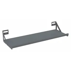 Steel louvered panel shelf in gray finish. Measures 35-5/8 by 12-3/4 inches with a load capacity of 50 lb per shelf. Designed for mounting onto louvered panel systems to provide additional storage in workstations, garages, and warehouses.