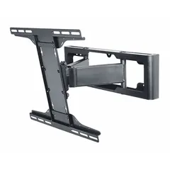 This full motion television mount from PEERLESS is constructed of steel with a powder coated black finish. It supports displays up to 55 lb and provides 30° swivel, 5° down tilt, and 15° up tilt for viewing angle adjustment. Mounting hardware is included. Suitable for wall mounting in home or commercial settings.