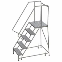 BALLYMORE Rolling Ladder: 4.2 ft Platform Ht, Assembled, Aluminum, Wt-Actuated, Perforated (MPN WLAR105246-D4)