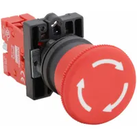 DAYTON Emergency Stop Push Button: Non-Illuminated, Mushroom Head Profile, Non-Metallic, 22 mm, 1NC (MPN 30G252)