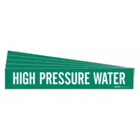 Pipe Marker: High Pressure Water, Green, White, Fits 2 1/2 to 7 7/8 in Pipe O.D., 5 PK (MPN 7370-1-PK)