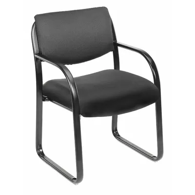 BOSS Frame Chair: Black, Black, 0 Casters/Glides, Lumbar Support, 23 in Overall Wd - Guest & Side Chairs