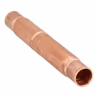 Spring-loaded ball check valve with copper body. Prevents reverse flow in refrigerant piping systems. Features 3/8-inch connections and 3-inch cut-out. Suitable for HVAC and refrigeration applications