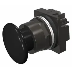 Momentary-action mushroom-head push-button operator from the Siemens Series 52. Features a non-metallic push button material suitable for applications requiring corrosion resistance or electrical isolation. Commonly used in industrial control panels for machine start/stop or emergency-stop functions.