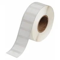 White rectangular label roll in sizes 19/32 in x 1 19/64 in and 1 19/64 in x 19/32 in, designed for 1.0 mL vials/tubes. Requires J20-CMY ribbon and is compatible with BradyJET J2000 printer series. Used for labeling vials in laboratory and sample management applications