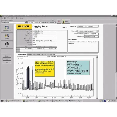 FLUKE Multimeter Software: 4 ft Cable Lg
