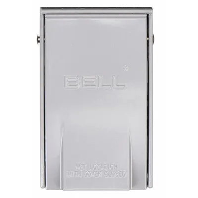 BELL Weatherproof Cover: Die-Cast Zinc, Outdoor Receptacles, 1 Gangs, 4 1/2 in Overall Ht - Aluminum & Zinc Weatherproof Electrical Box Covers