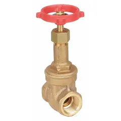 This 1-1/2 inch rising stem bronze gate valve features FNPT x FNPT connections and a bronze wedge and bonnet. Rated for 200 psi CWP, it is suited for on/off control in plumbing and HVAC systems where full flow or positive shut-off is required.