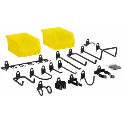 OEM Pegboard Hook Assortment Kit: 1/4 in Peg Hole - Hook, Toolholder & Bin Assortments for Round-Hole Pegboard