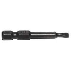 Slotted head power bit with hex shank for use with power tools. Made from S2 steel. Imperial size designation 3F-4R. Supplied in a 5-pack. Suitable for driving slotted screws in assembly and maintenance tasks.