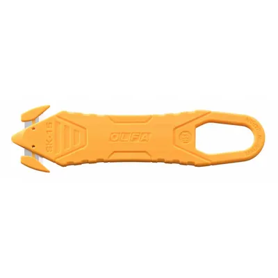 OLFA Safety Cutter: 5 5/16 in Overall Lg, Contoured Handle, Stainless Steel - Disposable Dual-Hook Safety Cutters