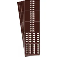 Pipe Marker: Hot Gas, Brown, White, Fits 3/4 in and Smaller Pipe O.D., 3 Pipe Markers, 5 PK (MPN 7373-3C-PK)