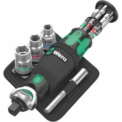 This combination multi-bit screw and nut driver features a magnetic single-end design with four tips: Hex, Phillips, Square, and Torx. With an overall length of 140 mm, it is suitable for general fastening tasks in assembly, maintenance, and repair applications.