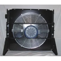 Fan-powered aftercooler for compressed air systems. Rated for 600 hp max compressor output power, 4,316 cfm airflow, and 230/460V AC, 3-phase electrical supply. Reduces compressed air temperature and moisture content downstream of the compressor.