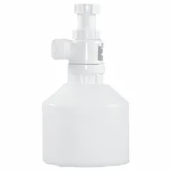 This plastic dilution tank from ORION features an 11-1/2 in overall diameter and width, with threaded connections. It is used in industrial fluid handling systems for mixing or diluting chemicals and liquids in processes such as cleaning, water treatment, or manufacturing.