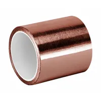 Copper foil electrical tape for general-purpose EMI/RFI shielding, grounding, and static discharge applications. Rated for 600 V. Suitable for use in electrical enclosures, cable assemblies, and repair work