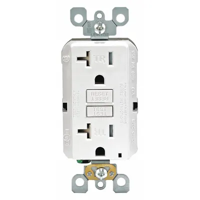 LEVITON GFI Receptacle: Decorator Duplex, 5-20, White, GFCI, 125V AC, 20 A - General Purpose Receptacles