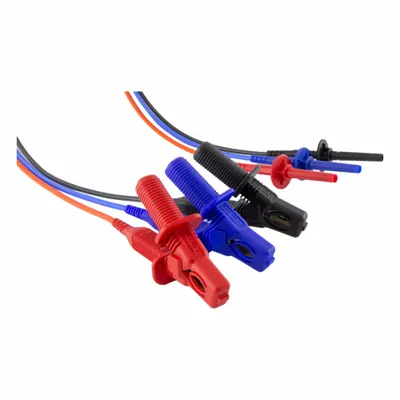 MEGGER Test Lead Clip: CAT IV 600V, 9.8 ft Test Lead Lg, Black/Blue/Red - Test Leads