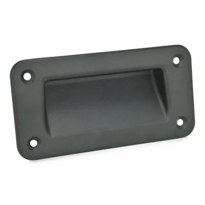 JW WINCO Recessed Pull Handle: Unthreaded Holes, Zinc, Black, Tray, 5 in Overall Lg - Angled Inset Pull Handles