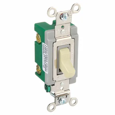 BRYANT Wall Switch: Toggle Switch, Double Pole, Maintained, Ivory, 120/277V AC - Toggle Wall Switches