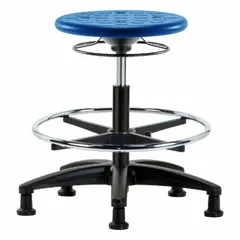 Polyurethane Lab Stool, Blue, 13 in Seat, 17 3/4 to 25 1/2 in Height, Fiberglass Base, 5 Glides, IPMBSO-RG-CF-RG-BLU