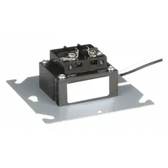 Open Class 2 transformer with 120V AC input and 24V AC output. Features wire lead primary connection and screw terminal secondary connection. Includes a circuit breaker for protection. Plate mounting style suitable for panel or enclosure installations in low-voltage control circuits.