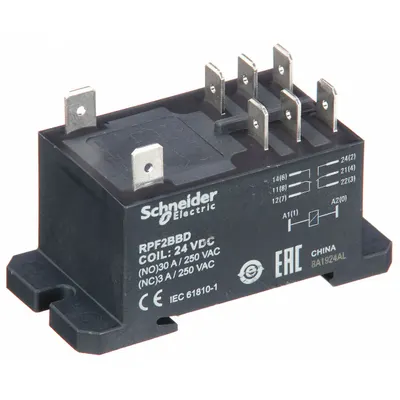 SCHNEIDER Enclosed Power Relay: DIN-Rail & Surface Mounted, 30 A Current Rating, 24V DC - Combination DIN-Rail & Surface-Mounted Relays