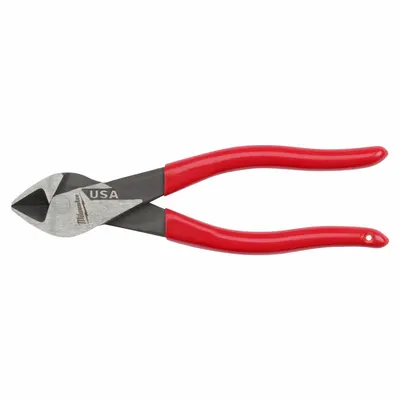 MILWAUKEE Dipped Grip Plier: Flush, Straight, Oval, 3/4 in Jaw Lg, 1 1/4 in Jaw Wd - Flush-Cut Diagonal-Cutting Pliers