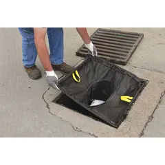 Adjustable-frame street drain filter for sediment capture. Measures 42 in L x 25 in W x 25 in H with a maximum flow rate of 500 gpm. Designed for use in catch basins to filter sediment from stormwater runoff.